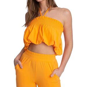 Juicy Couture Smocked Crop Top - Tangerine Dream
